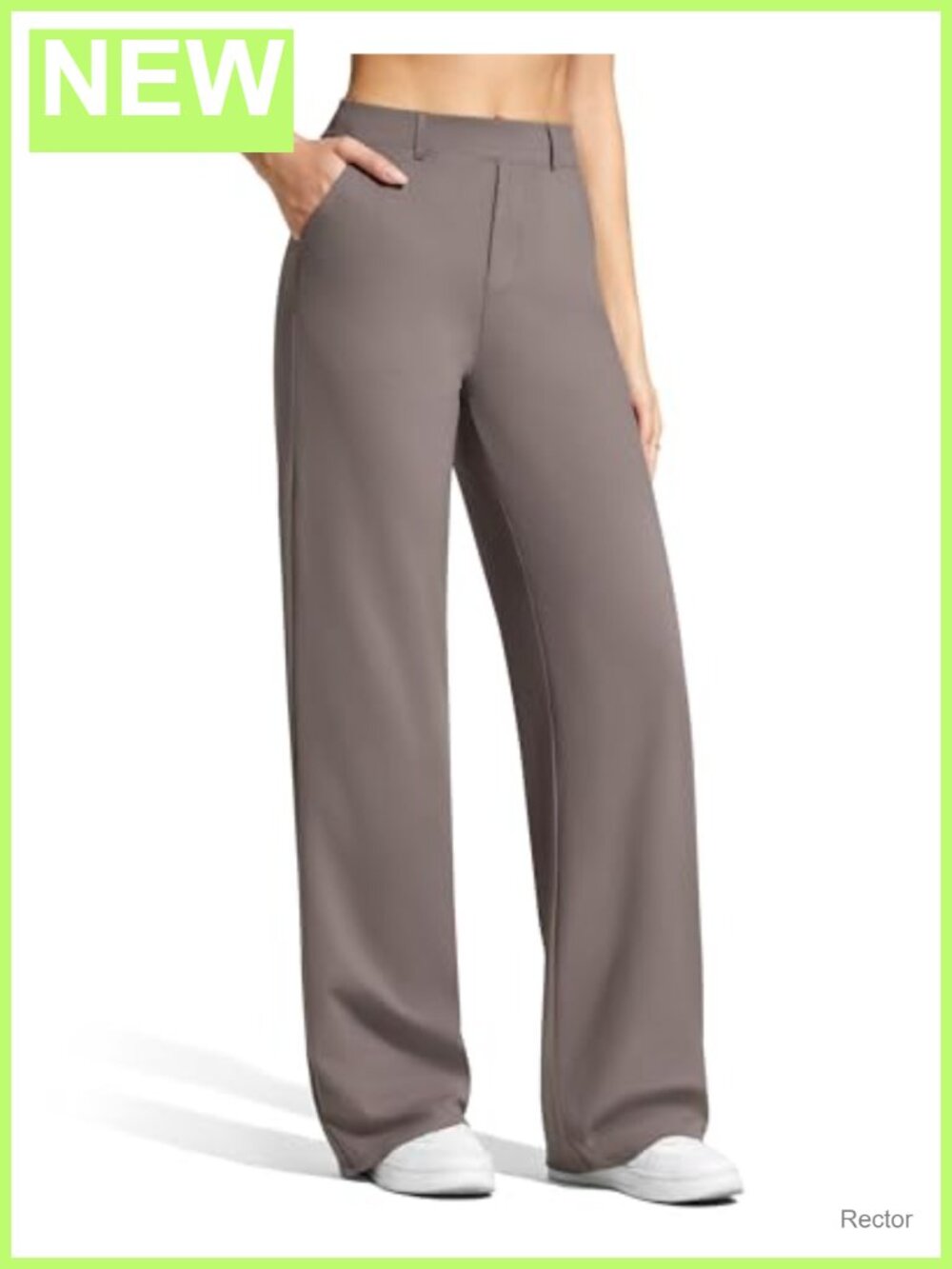 Wide Leg Dress Pants with Pockets Belt Loops Pull On High Rise